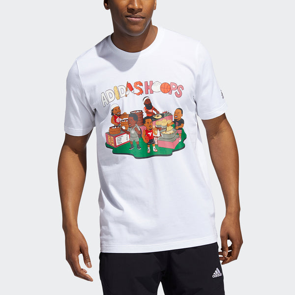 Футболка china s1 tee basketball cartoon printing casual sports short sleeve white Adidas, белый — фото 2