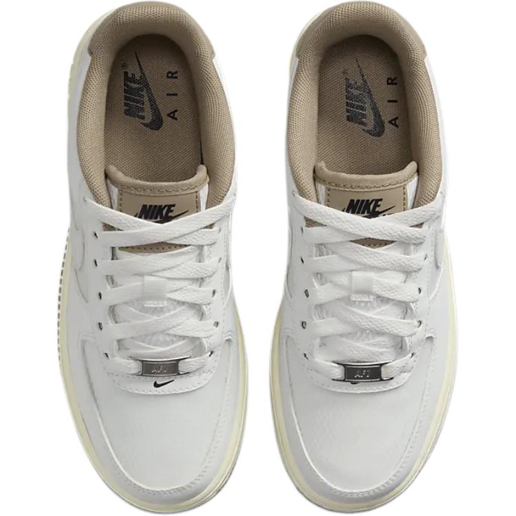 Кроссовки для скейтбординга Nike Air Force 1 противоскользящие износостойкие низкие детские бело-зеленые, Mountain Peak White/Khaki/Coconut Milk/Mountain Peak White — фото 4