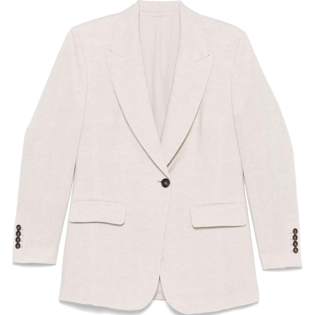 

Brunello Cucinelli Люрексовая блуза с пуговицами, Light Beige