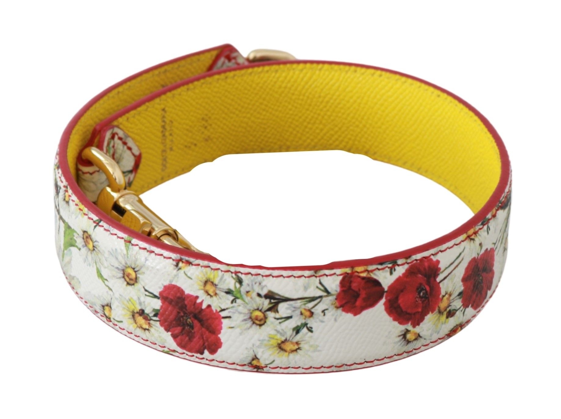 

Плечевой ремень из итальянской кожи с цветочным принтом Dolce & Gabbana, мультиколор