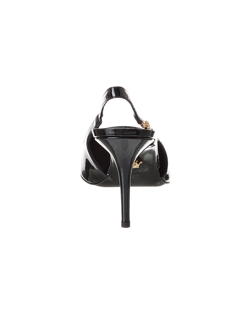 Патентованные туфли-лодочки Versace Slingback, черный — фото 3