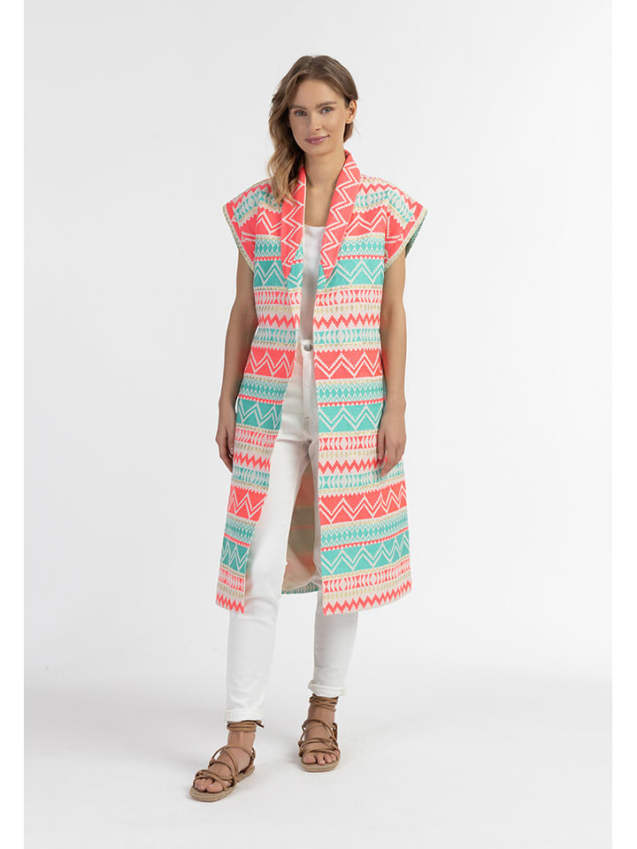 

IZIA Длинный жилет розово-бирюзового цвета