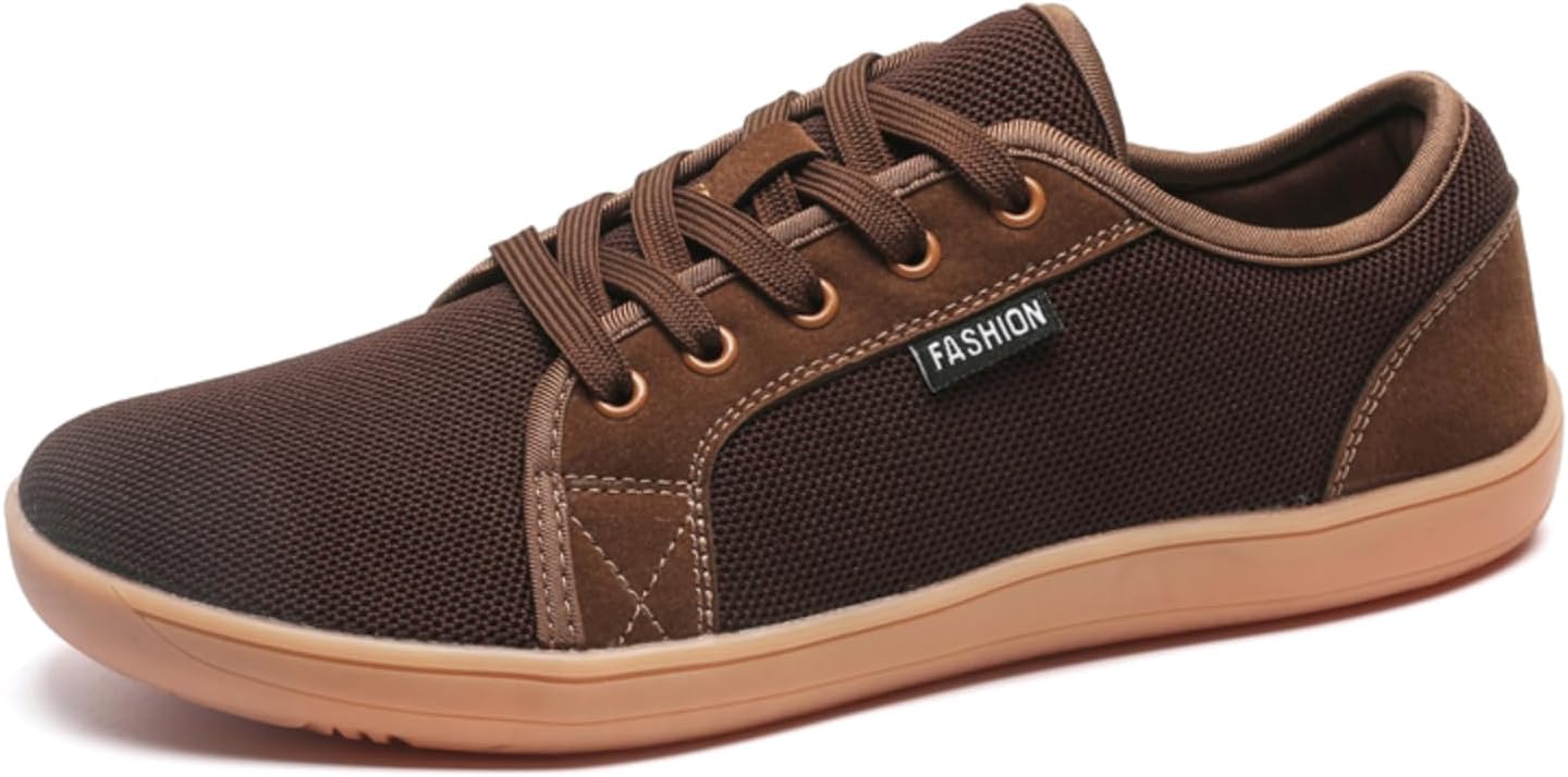 

Унисекс минималистичные кроссовки с сеткой для бега, Подошва с нулевым падением, Удобные кроссовки с широкой колодкой, шнуровкой, для кросс-тренинга, легкие прогулочные повседневные обувь Xoekd, коричневый