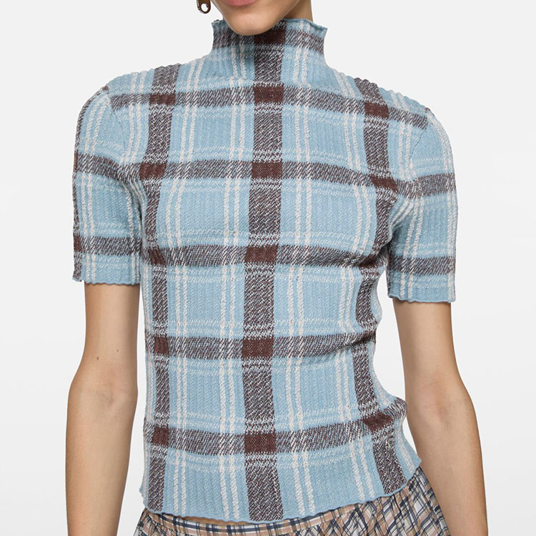 Свитер SS26 для женщин Acne Studios, синий коричневый — фото 4