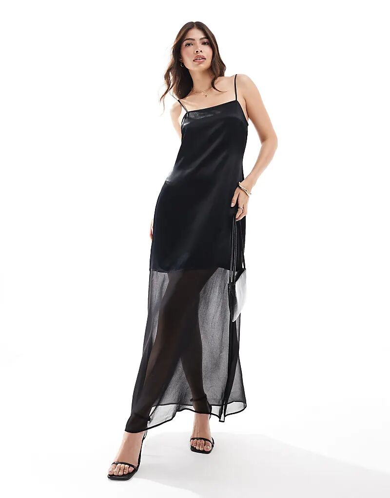

Макси-платье из атласного шифона черного цвета ASOS DESIGN