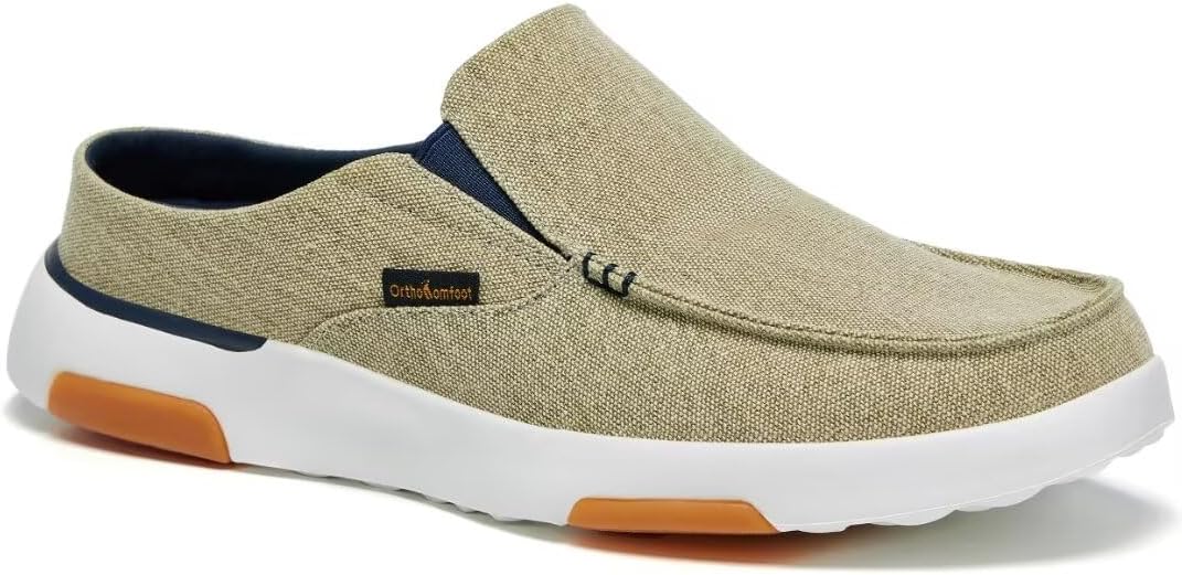

Мужские ортопедические слипоны OrthoComfoot с поддержкой свода стопы: повседневные тапочки при плантарном фасциите для плоскостопия, удобная ортопедическая обувь для облегчения болей в стопе и пятке, хаки