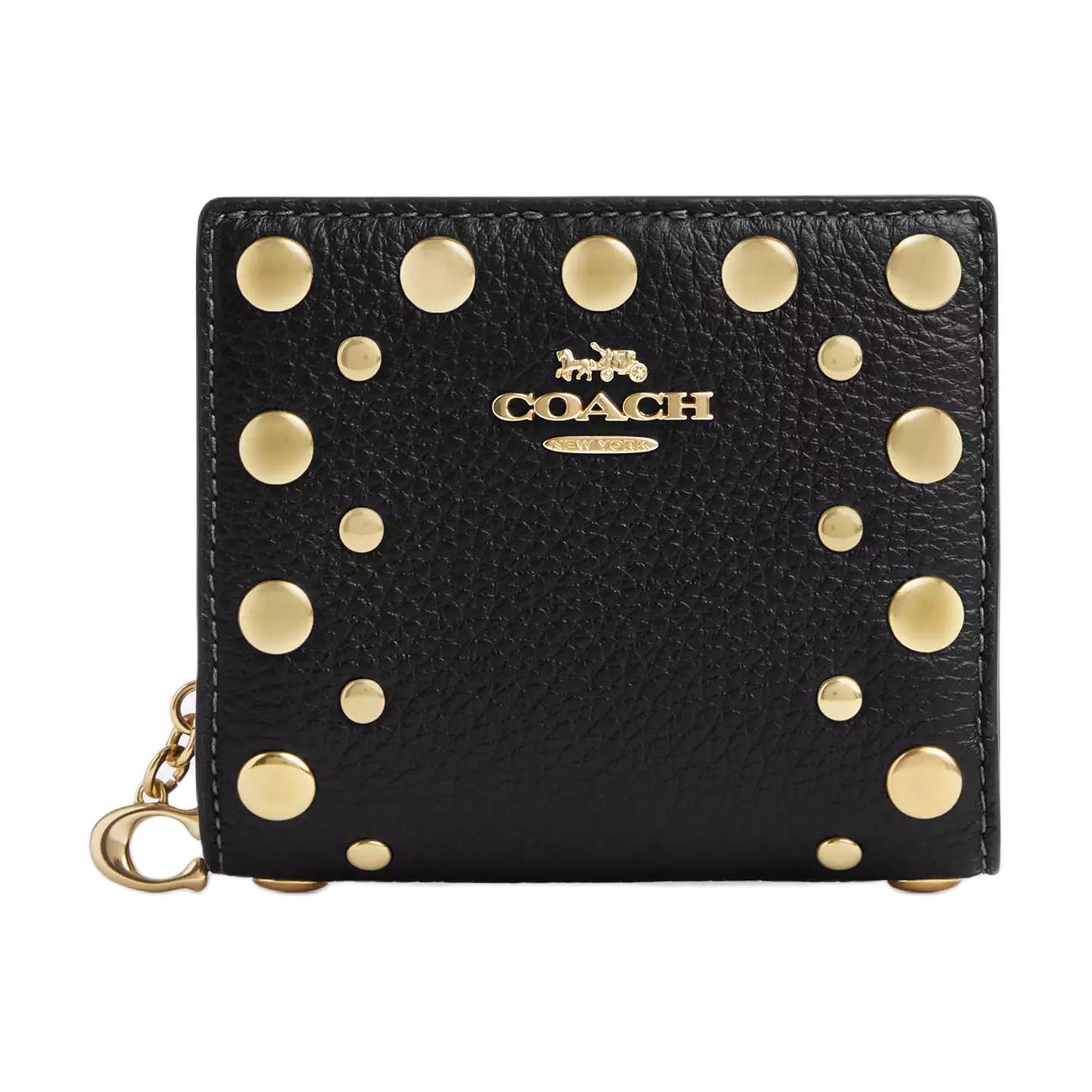 

COACH Миниатюрный женский бумажник из нежной каменной кожи, Black