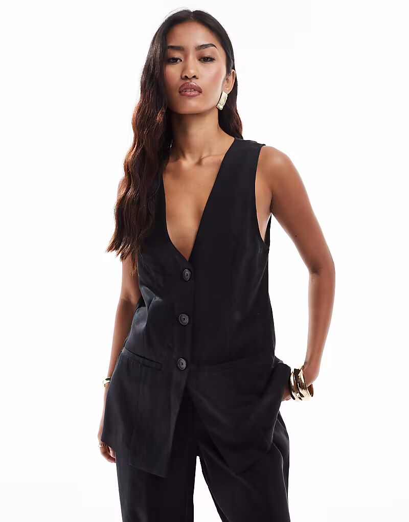 

Удлиненный жилет ASOS DESIGN в черном цвете