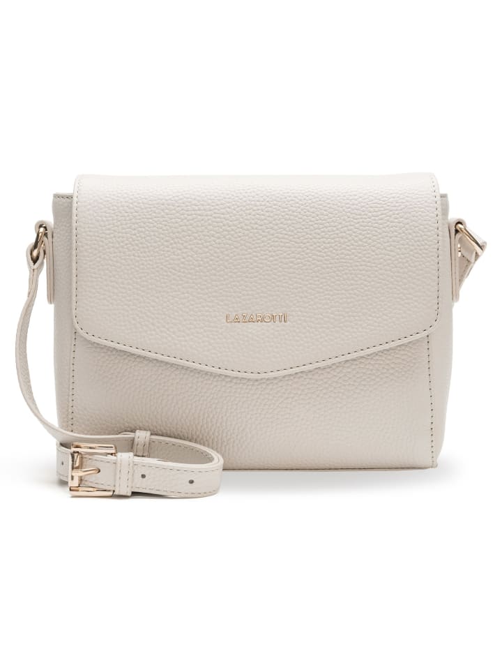 

Сумка через плечо Bologna Leather, кожа, 22 см, кремового цвета Lazarotti