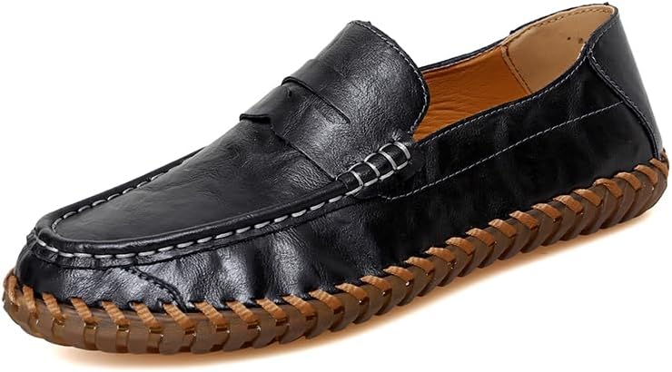 

Винтажные мужские повседневные кожаные туфли с ручной прошивкой Sfwarmart, черный