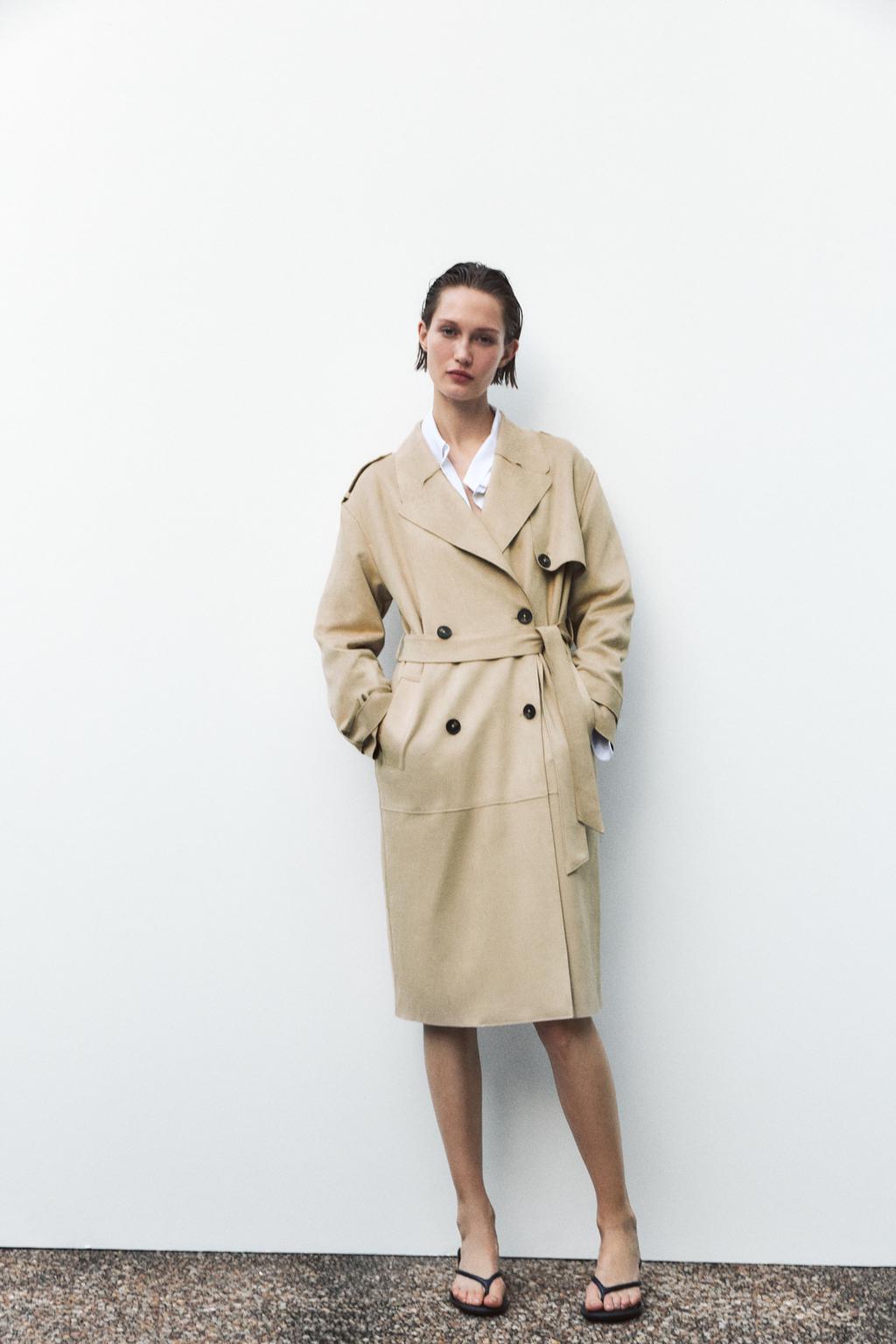 

Тренч из искусственной замши ZARA, бежевый