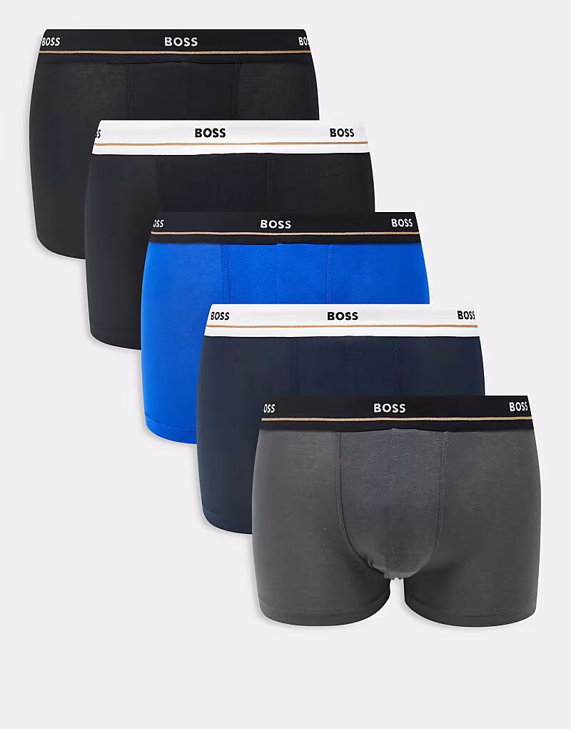 

Boss Bodywear, набор из 5 пар трусов-боксеров Essential синего, черного и серого цветов BOSS Orange
