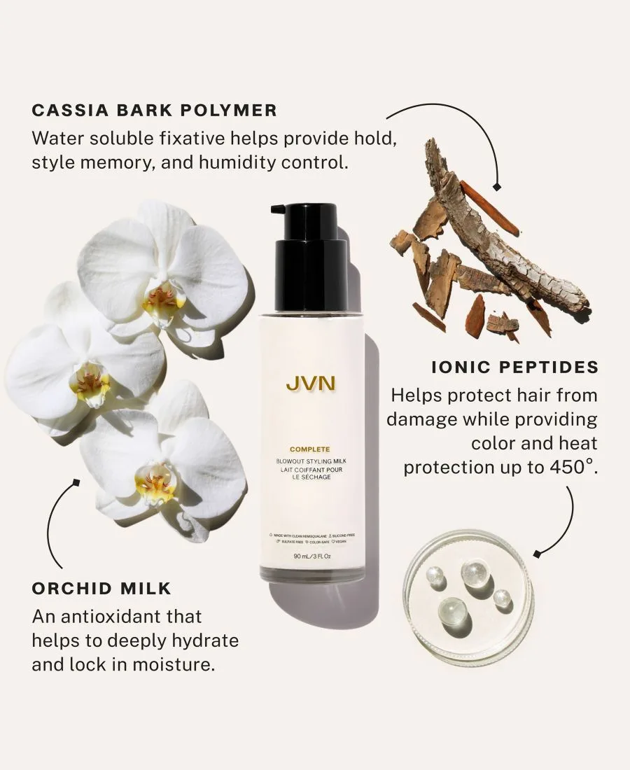 JVN Hair Средство для укладки волос Complete Blowout Styling Milk, 3,04 унции — фото 2