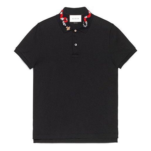 

Футболка men's coral snake embroidered polo shirt black Gucci, черный