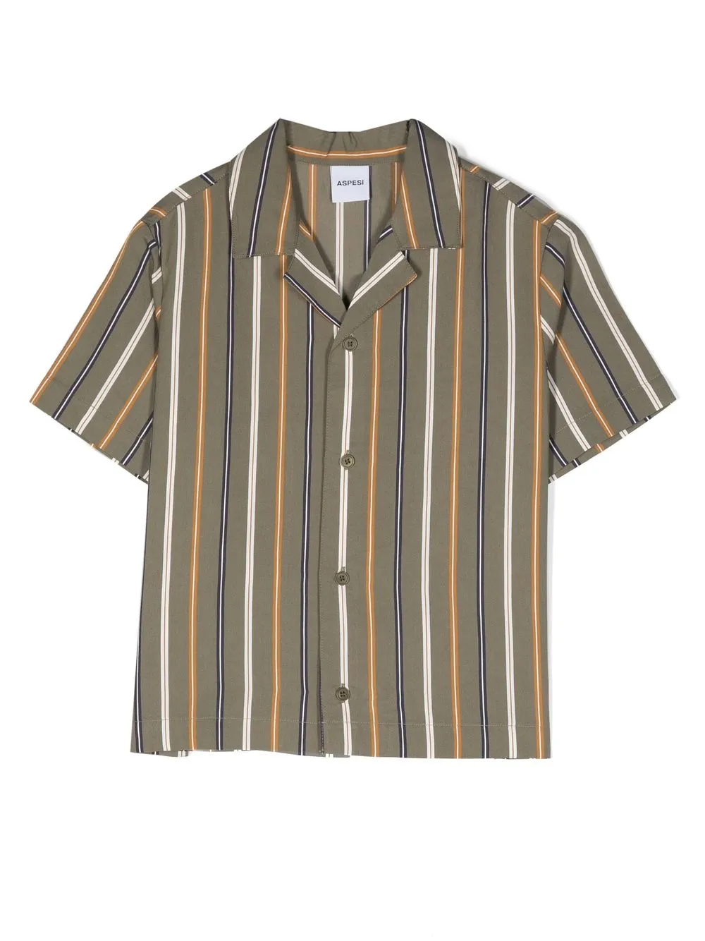 

Полосатая рубашка с короткими рукавами Aspesi Kids, зеленый