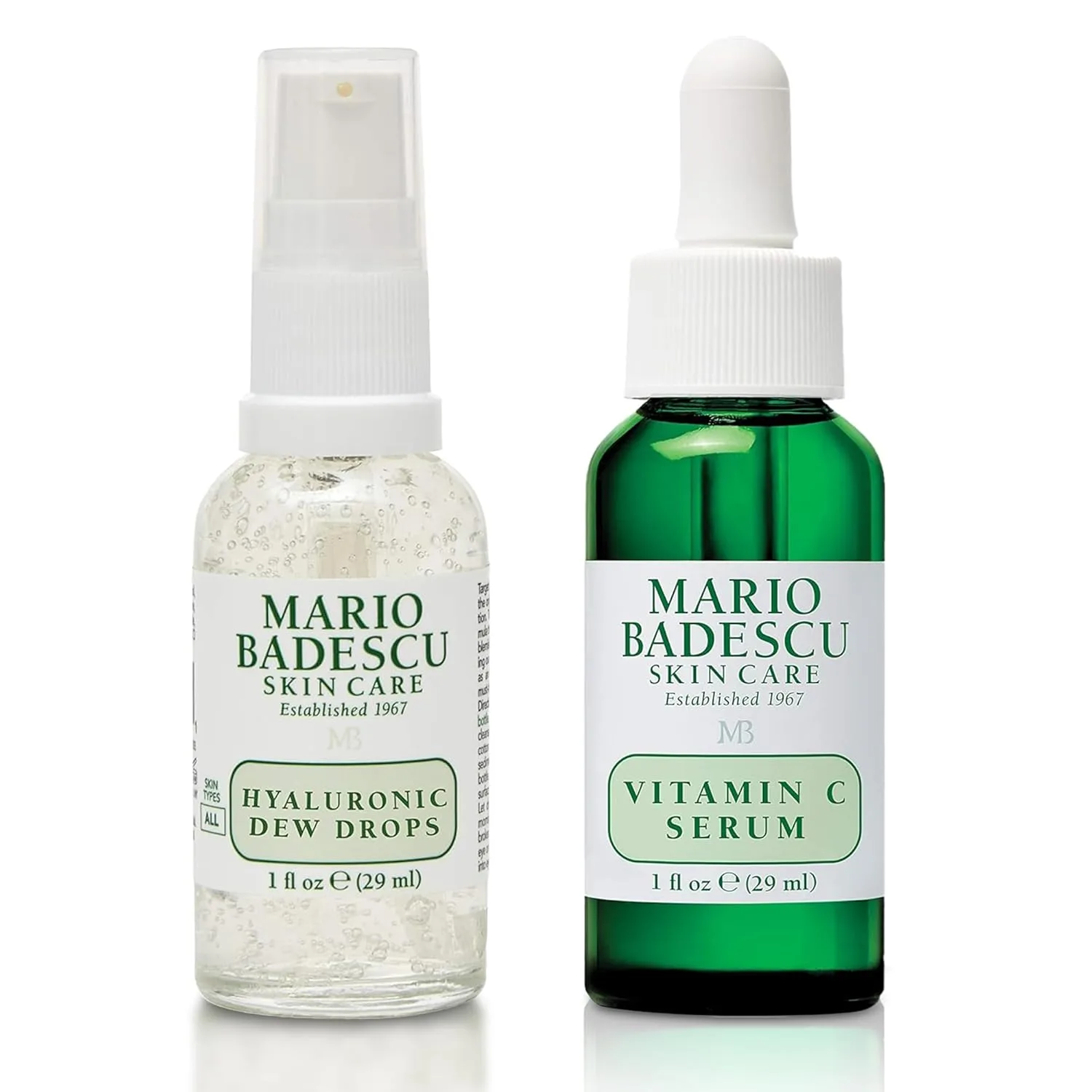Набор сывороток Mario Badescu Hyaluronic Dew Drops + Vitamin C Serum - увлажняющая и сияющая сыворотка для лица с ниацинамидом, гиалуронатом натрия и коллагеном для всех типов кожи