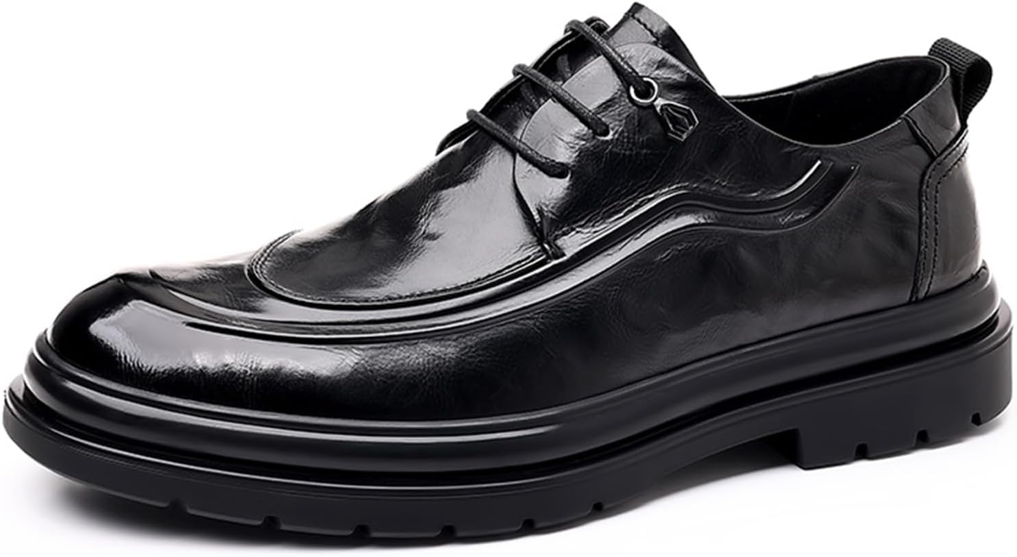 

Мужские туфли-оксфорды из искусственной кожи с шнуровкой, ретро, с круглым носком, низким вырезом, мокасины с нескользящей подошвой, повседневные, деловые, рабочие, формальные туфли дерби Zzyyzzyy, черный