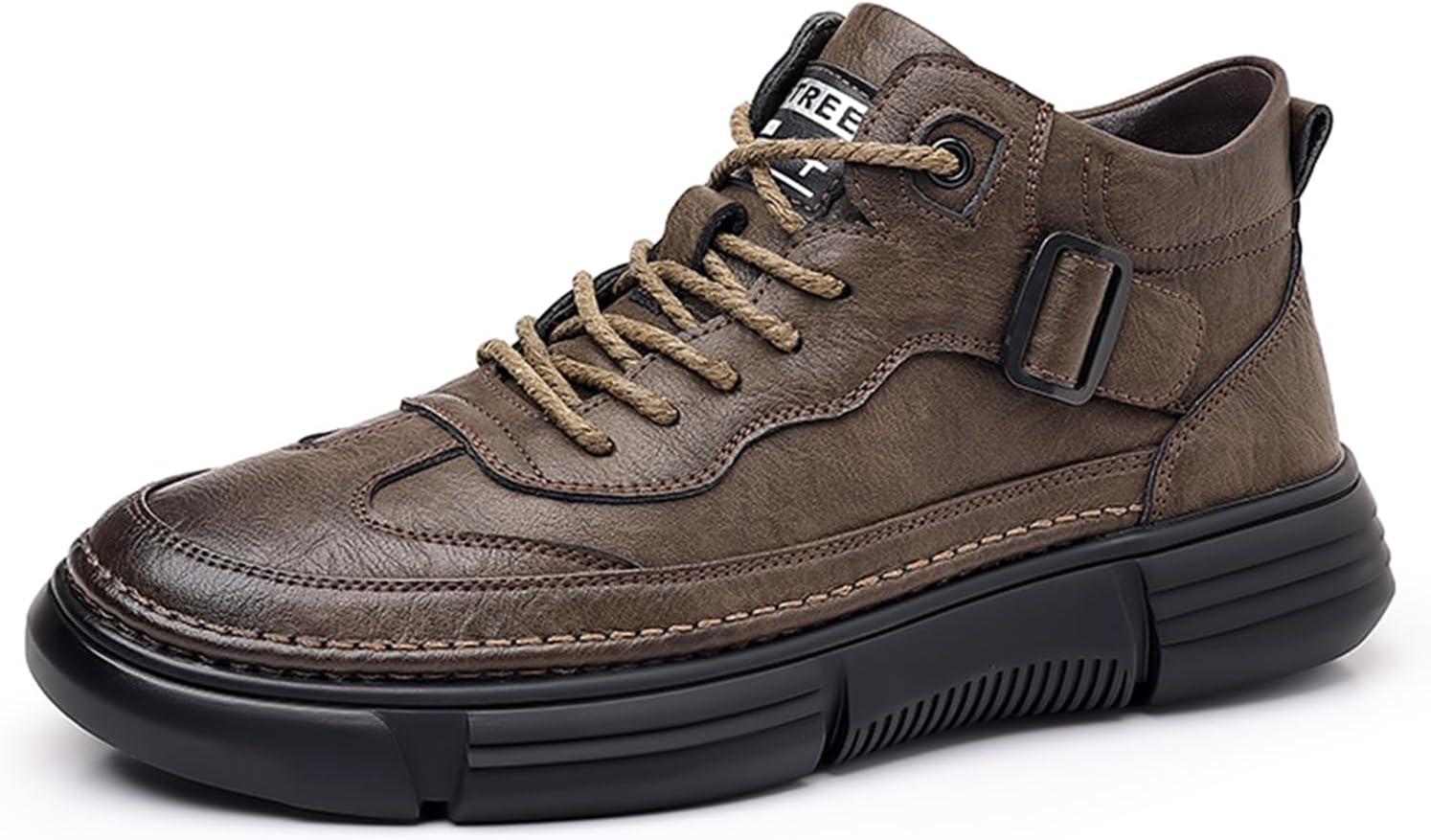 

Мужские премиальные кожаные повседневные ботинки Abborora для прогулок, походов и работы, зимние водонепроницаемые теплые снежные ботинки, коричневый