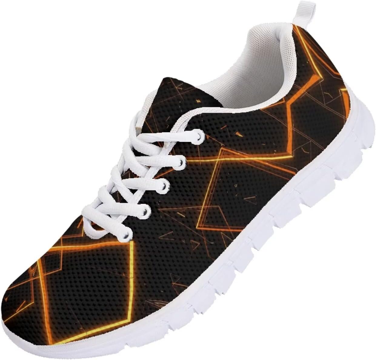 

Мужские кроссовки Funnydude Funny Print 2025, дышащие с сеткой, нескользящие, на шнуровке, Neon Geometric