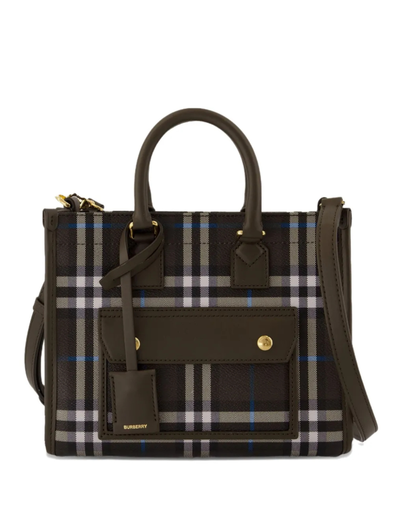 

Сумка-тоут Burberry mini Freya в клетку, черный