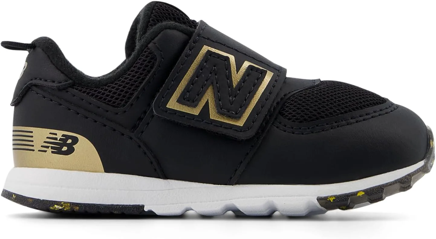 Кроссовки New Balance 574 New-b для маленьких мальчиков на липучке, черный/золотой — фото 2