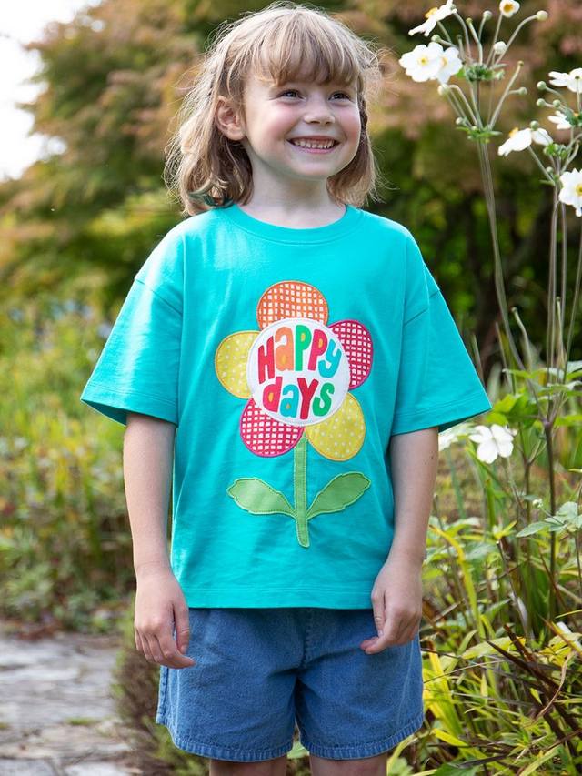 Детская футболка Mabe с принтом из органического хлопка Frugi, Sea Moss/Happy Days — фото 2