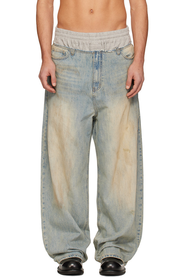 

Джинсы в несколько слоев We11Done, синий