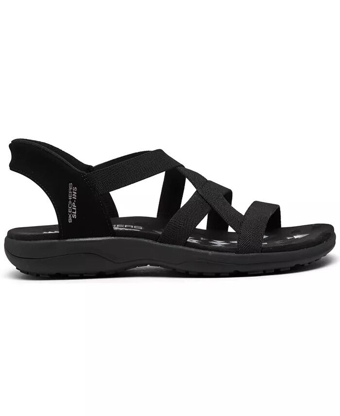 Женские слипоны: Reggae Slim - Stretch Flex Спортивные сандалии для ходьбы от Finish Line Skechers, черный — фото 2