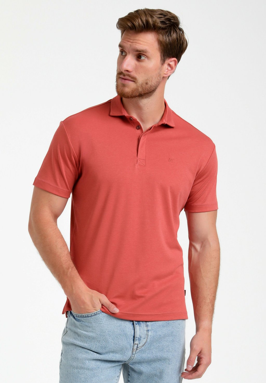 

Поло BASIC WITH HIDDEN BUTTONS Gabbiano, коралловый