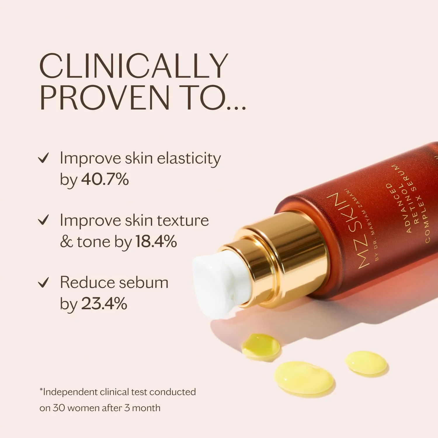 Сыворотка MZ SKIN Advanced Retinol Complex Serum 1.01 fl oz | Инкапсулированный ретинол, ретиноид и бакучиол | Ночная сыворотка. Борется с морщинами, порами, улучшает текстуру кожи и выравнивает тон. Mz Skin By Maryam Zamani Md — фото 3