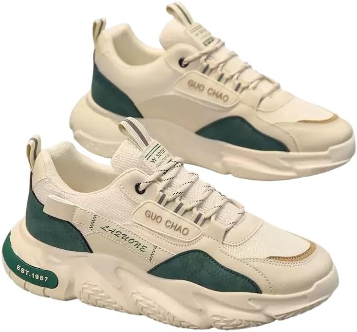 

Мужские модные легкие дышащие кроссовки, скейт-кеды, повседневные шнурованные обувь для бега, прогулок, фитнеса и комфорта на весь день Minlaidian, зеленый