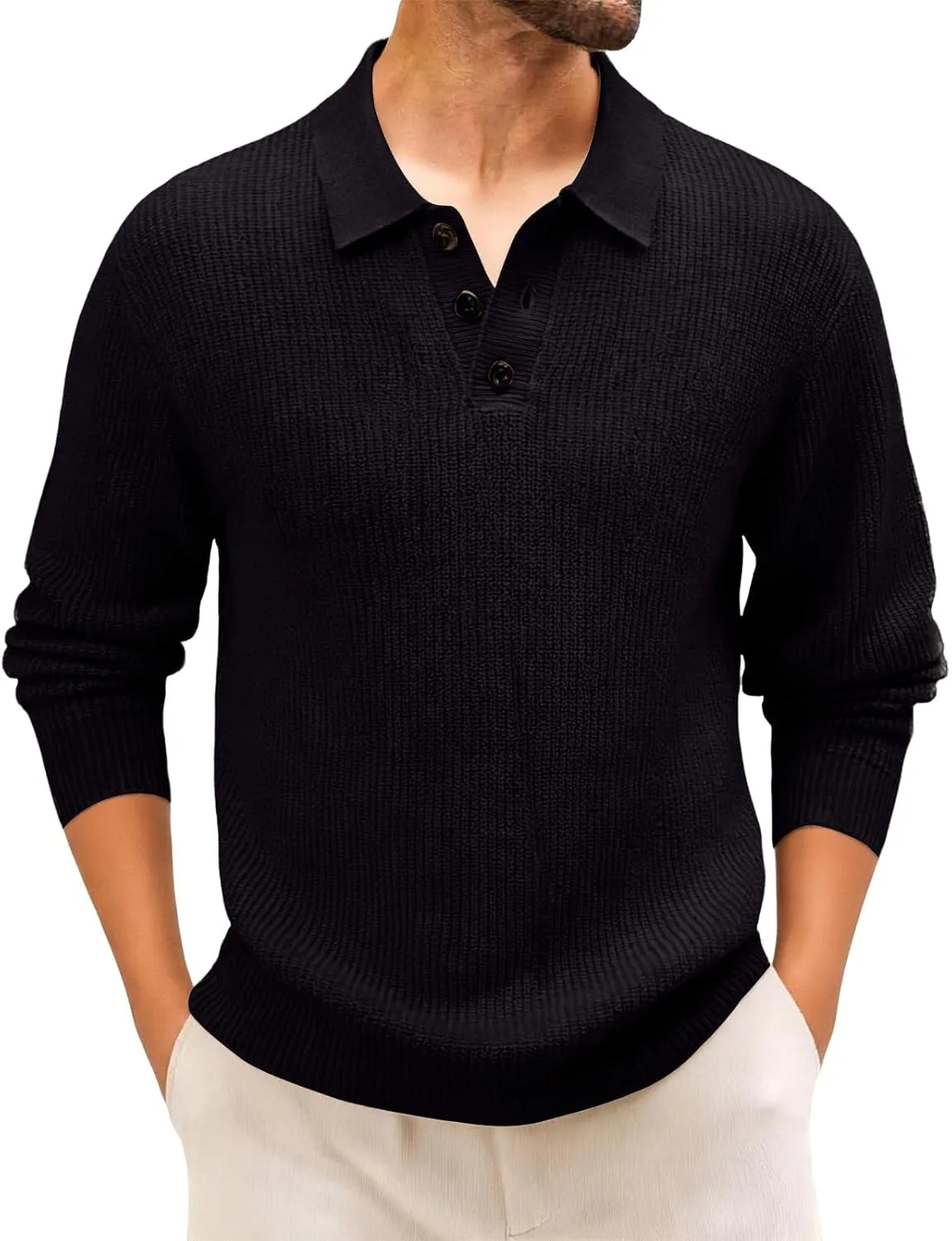 

Мужской свитер Casual с длинными рукавами и отложным воротником RALUEMID