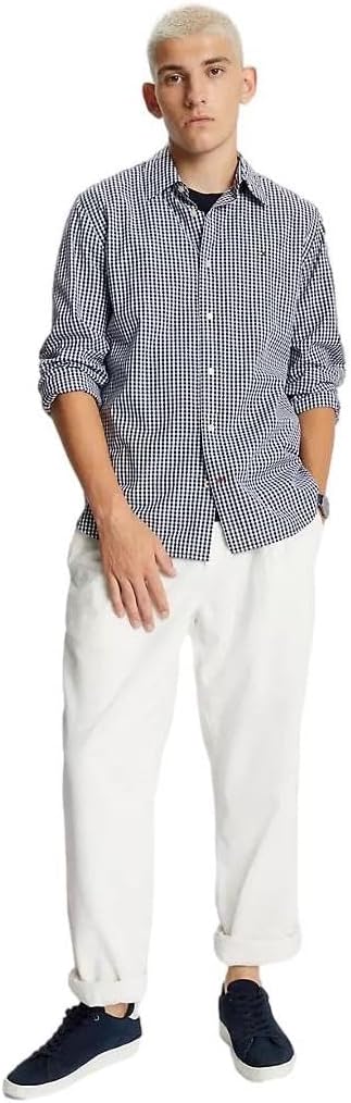 Рубашка Tommy Hilfiger Signature Long Sleeve Casual Button Down, темно-синий/белый/клетка — фото 2