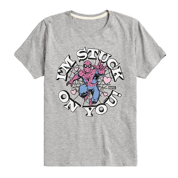 

Футболка с принтом spider-man i'm stuck on you! для мальчиков 8-20 Marvel, Athletic Heather