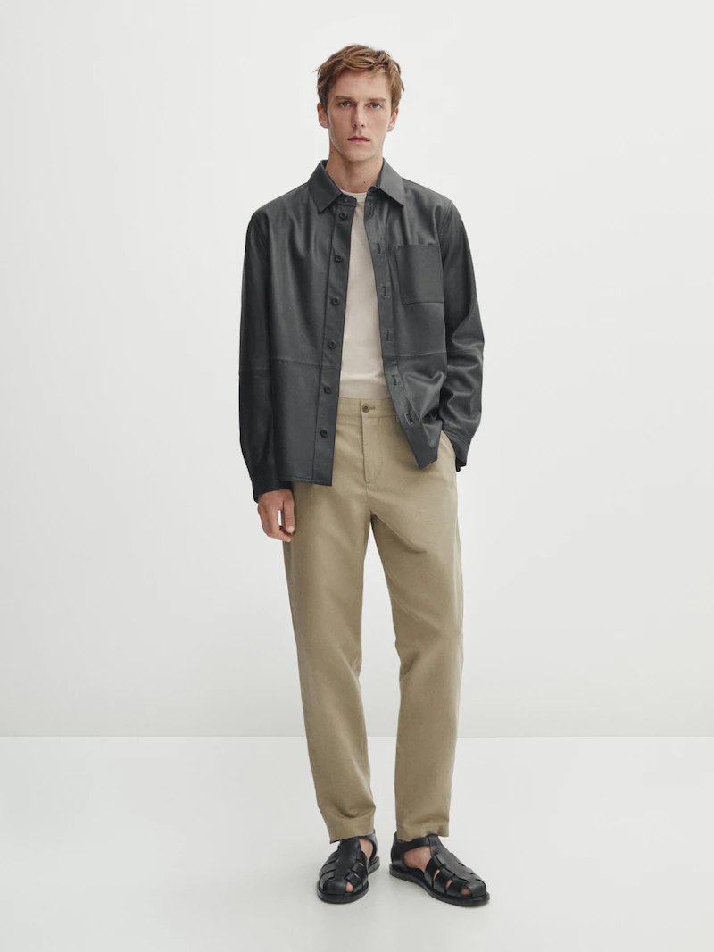 

Зауженные брюки из смесового хлопка Massimo Dutti, коричневый