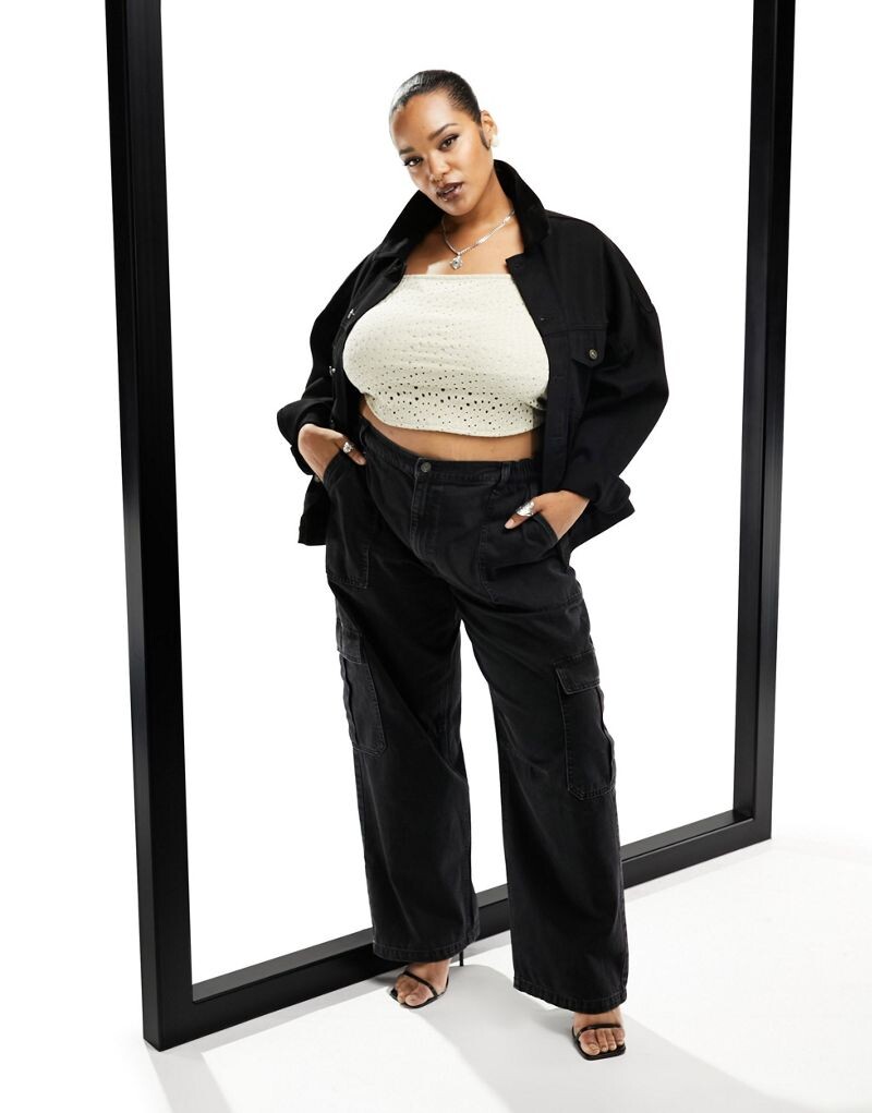

Черные джинсы карго ASOS DESIGN Curve
