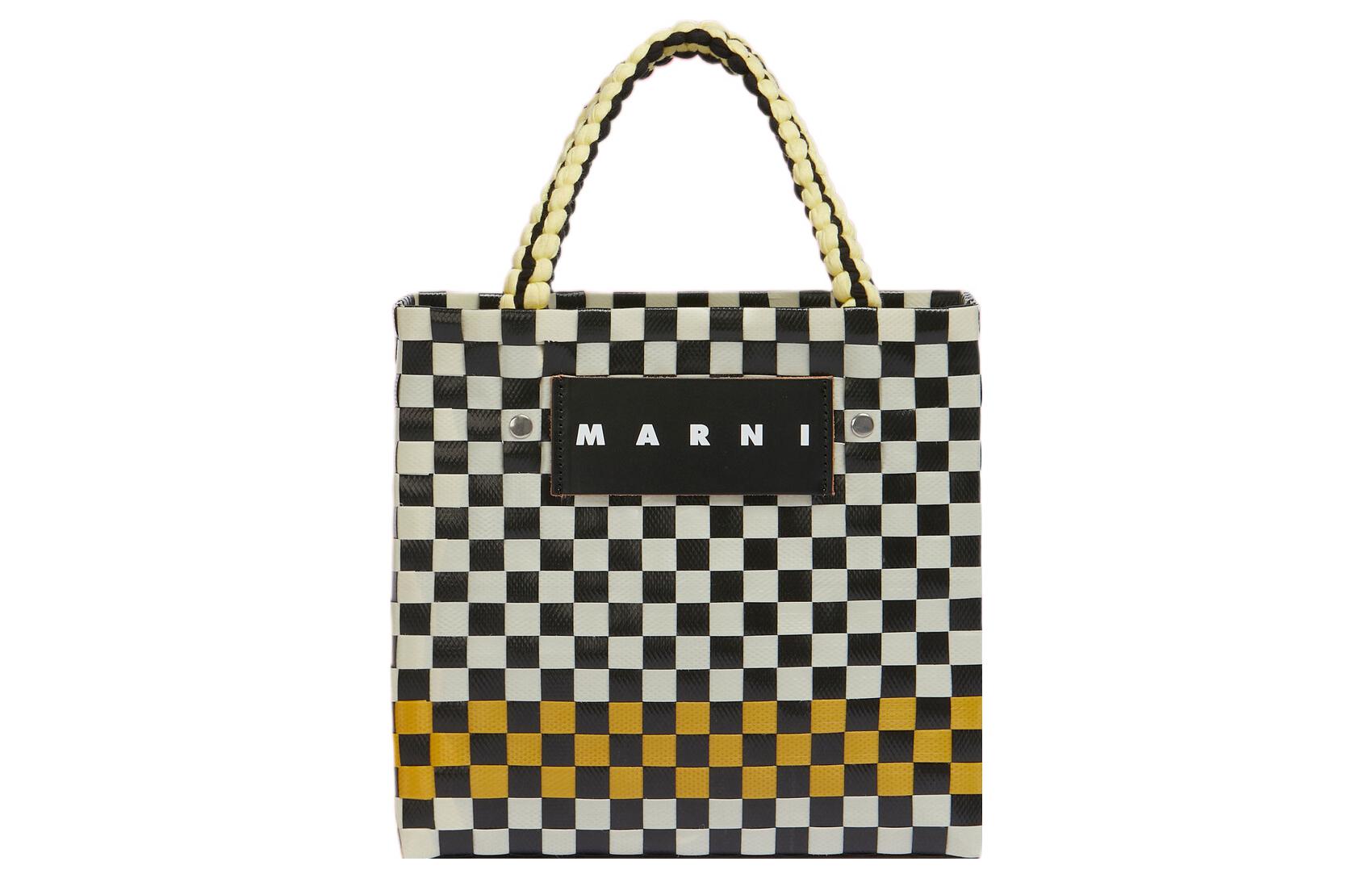 

Полипропиленовая сумка-шоппер, шоппер, женская сумка черно-желтая MARNI