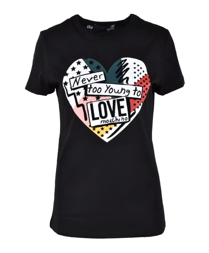 

Хлопковая футболка стильного дизайна Love Moschino, черный