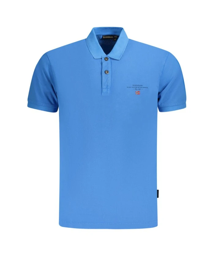 

Синяя рубашка-поло с вышивкой и принтом. Napapijri, синий