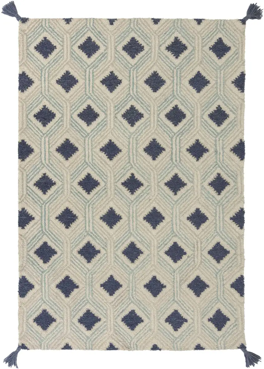 

Шерстяной ковер FLAIR RUGS "Marco", прямоугольный, из 100 % шерсти, этнический дизайн, в стиле бохо, с кисточками 120х170 см, синий
