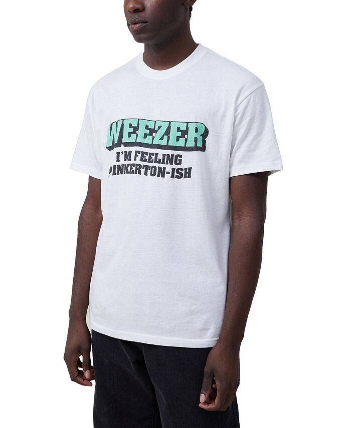 

Мужская музыкальная футболка свободного кроя COTTON ON, цвет Licensed Man Vintage White, Weezer - Pinkerton-Ish
