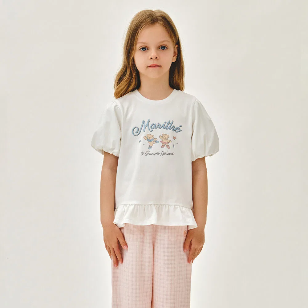 Детская футболка с рукавами-баллонами Peplum от Marithé Kids, белая