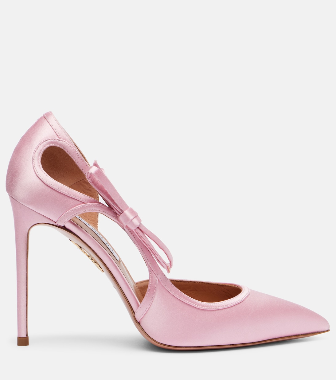Туфли-лодочки Soave 105 из сатина с бантом Aquazzura, Light Rose — фото 4