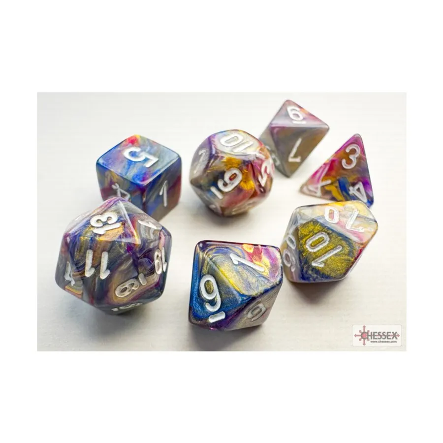 

Набор Mini Poly — праздничная карусель белого цвета (7), Dice - Miniature 10mm & 5mm (Chessex)