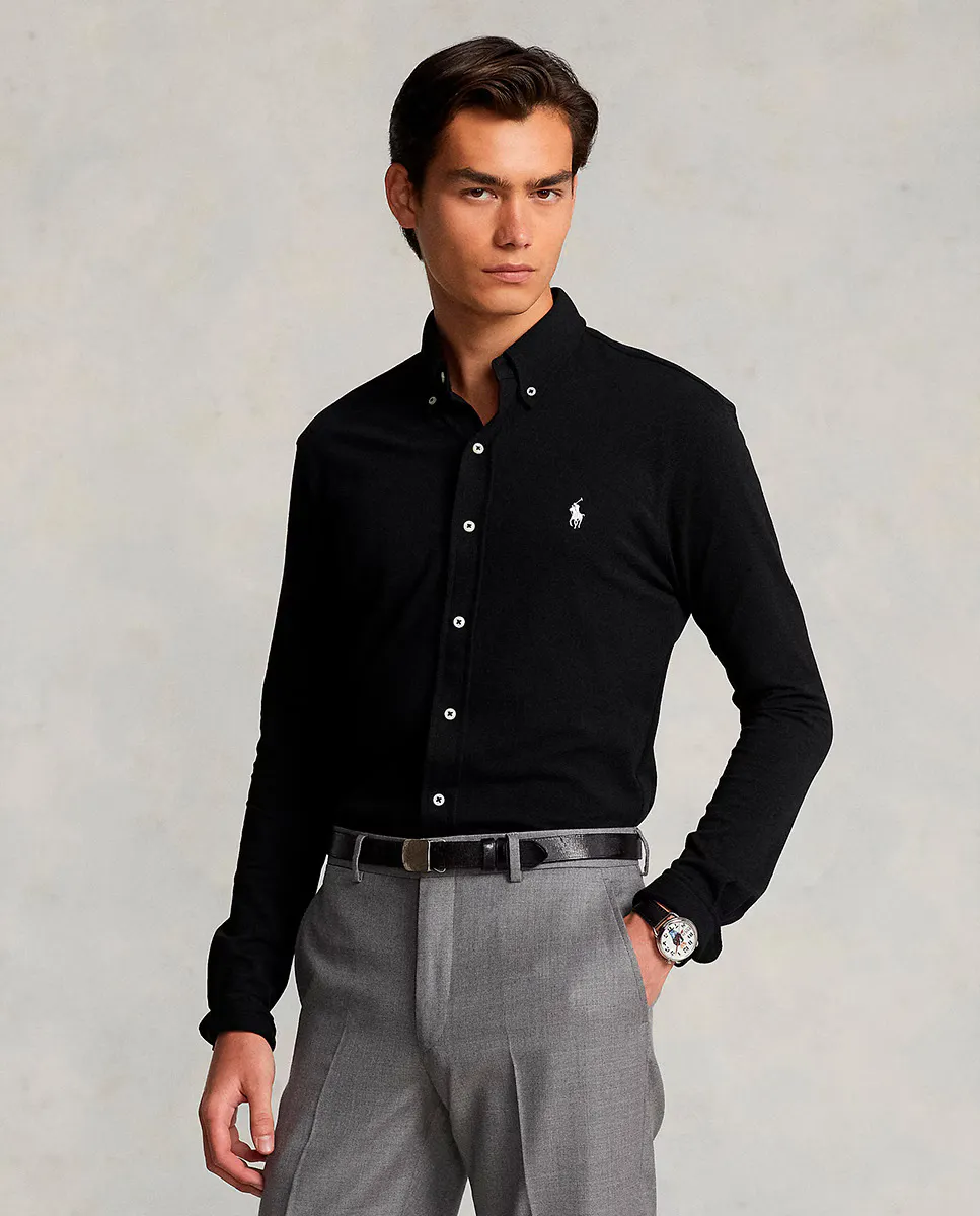 

Ультралегкая мужская рубашка из пике Polo Ralph Lauren, черный