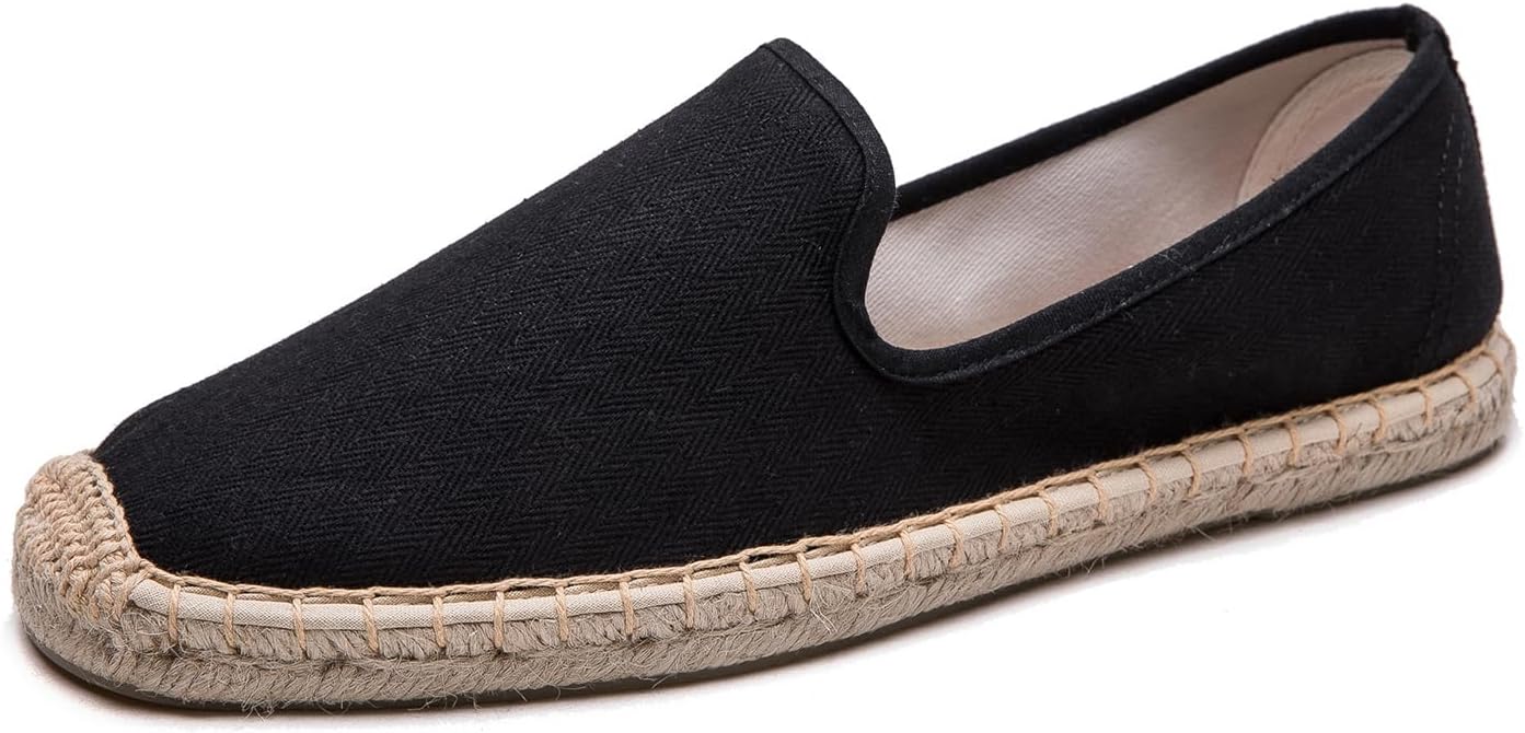 

Мужские повседневные и удобные льняные веганские холщовые туфли, мужские лоферы, с противоскользящей подошвой, подходящие для любого случая летом, весной и осенью Eobzunu, черный