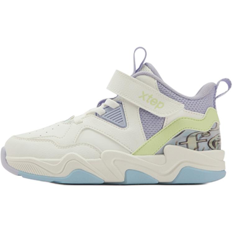 

XTEP Амортизирующие баскетбольные кроссовки High Top для детей Sail White/Snow Cyan Purple, возраст 3-7 лет