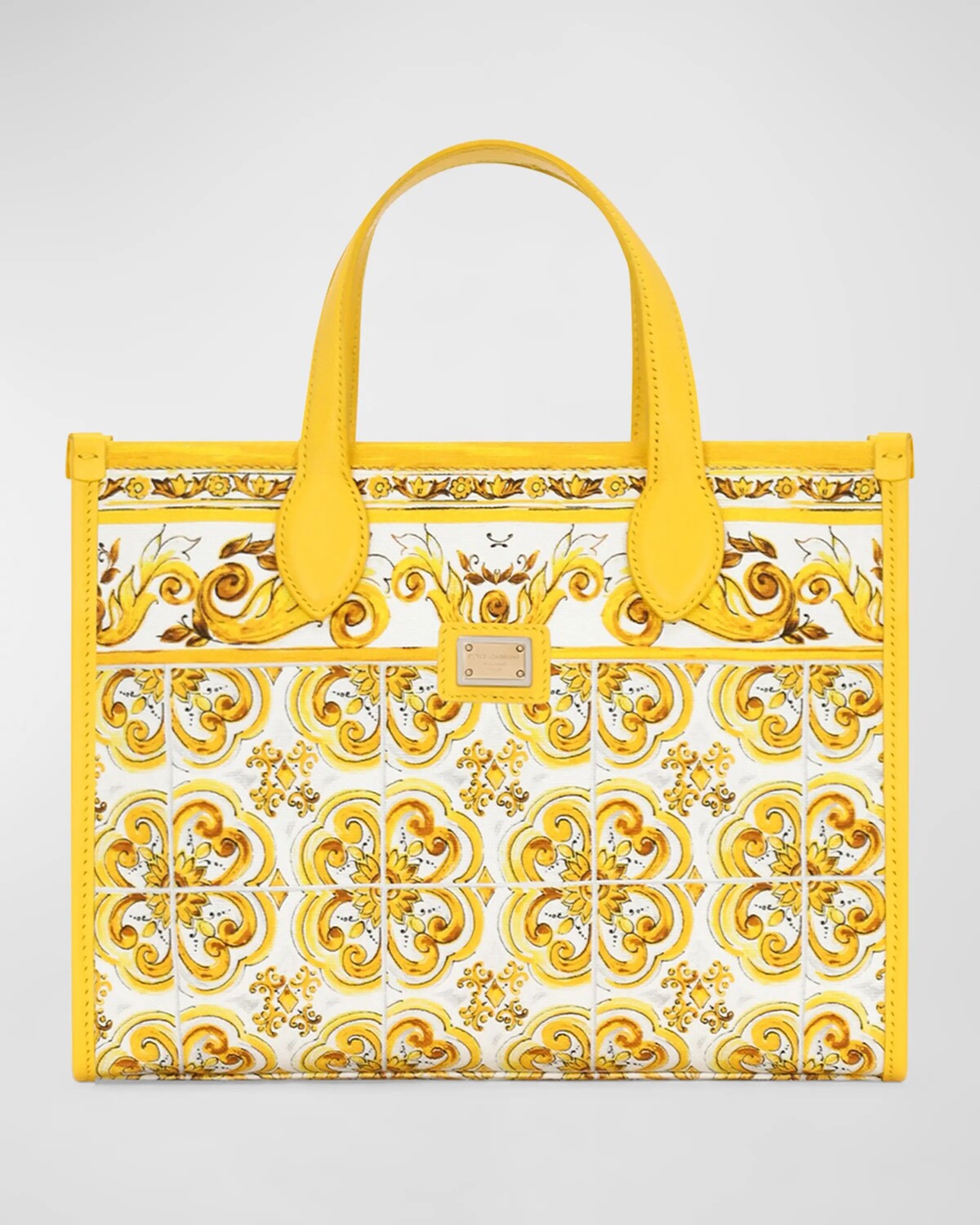 

Холщовая большая сумка с принтом майолики для девочек Dolce&Gabbana, цвет Azulejos