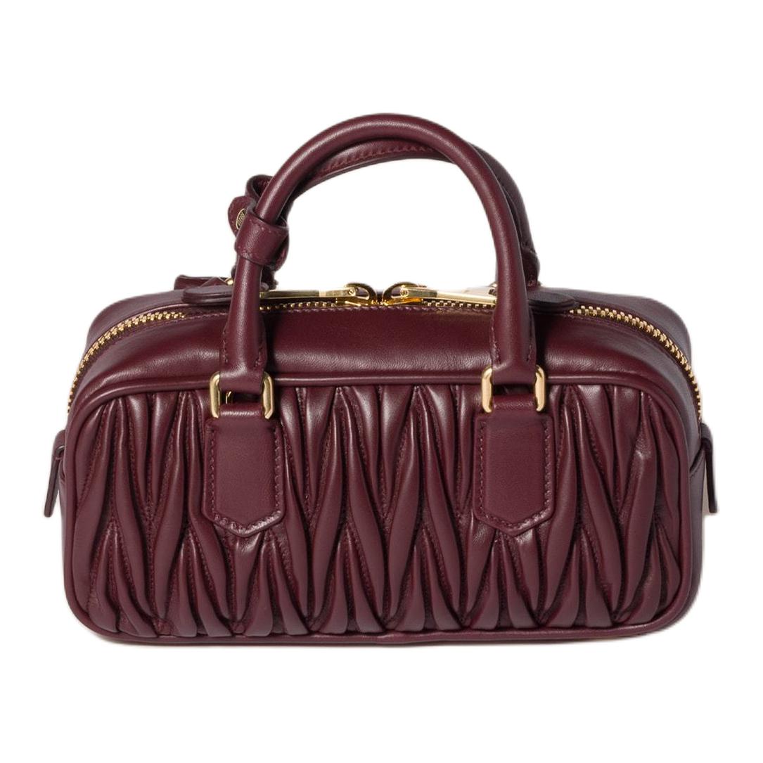 Сумка Arcadie Series Lambskin Regular женская бордовая MIU MIU, Set (Bag+Dust Bag) — фото 4