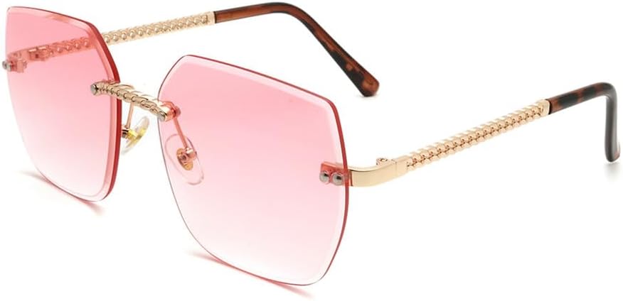 

Женские солнцезащитные очки большого размера в металлической оправе без оправы с защитой от УФ-излучения UV400 для занятий спортом на открытом воздухе и путешествий UYPTK, Pink